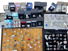 Large collection of silver and other dress rings.