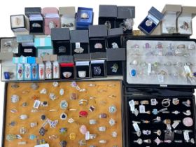 Large collection of silver and other dress rings.