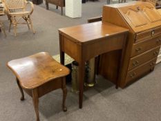 Oak finish four drawer bureau, Singer cabinet sewing machine, walnut sewing table,