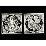 Two vintage Minton tiles from 'The Spirit of the Flowers' series.