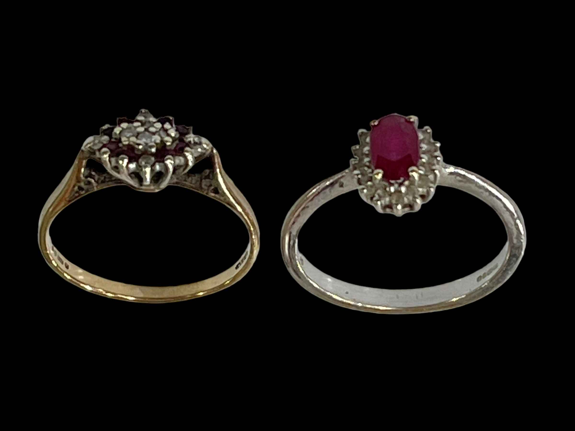 Two 9 carat gold gem set rings.
