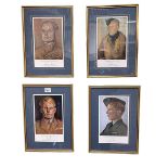 Set of four RAF limited edition signed portrait prints inc Douglas Bader, James Lacey,