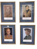 Set of four RAF limited edition signed portrait prints inc Douglas Bader, James Lacey,