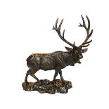 Ornate bronzed stag sculpture, 43cm.