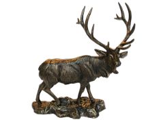 Ornate bronzed stag sculpture, 43cm.