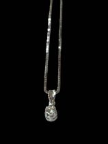 Diamond two stone 18 carat white gold pendant with 18 carat gold chain.