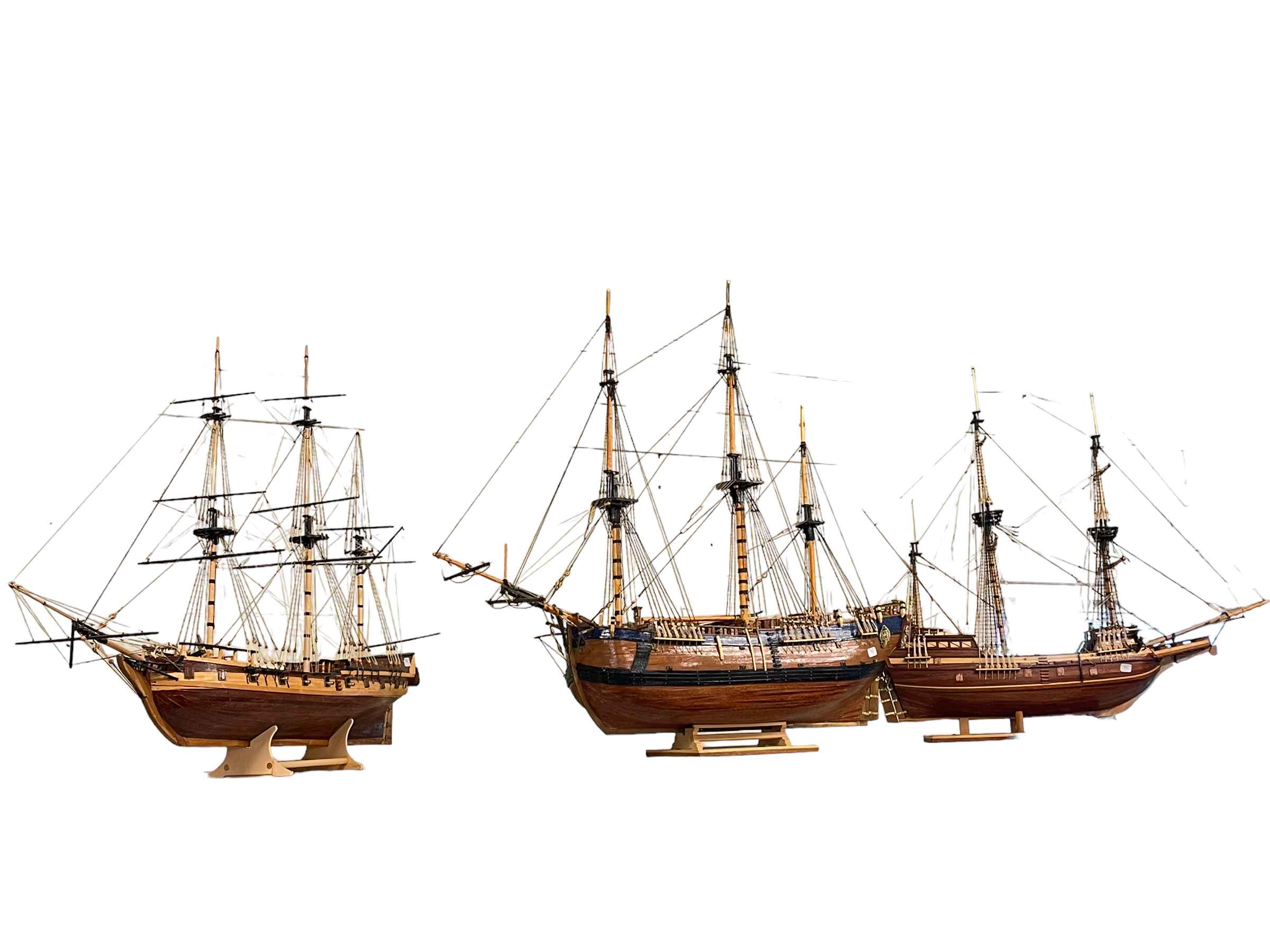 Three model galleons.