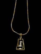 Diamond and two colour 18 carat gold pendant and chain.