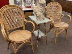 Victorian bamboo occasional table and pair conservatory chairs.