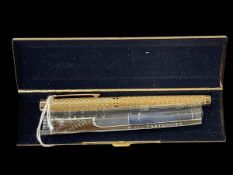 Sheaffer gold plated cartridge pen with 14k gold nib, boxed.