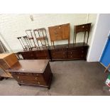 Pair Stag Minstrel eight drawer chests, six drawer chest and blanket box (4).