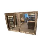 Pair rectangular silvered frame bevelled wall mirrors, 1.41 by 1.10.