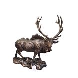 Ornate bronzed stag sculpture, 43cm.