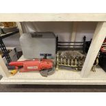 Two cased hammer drills, angle grinder, fenders, etc.