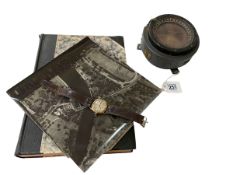WWII fighter compass, Luftwaffe ariel photos, year book and watch.