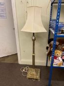 Brass part twist column standard lamp and shade,