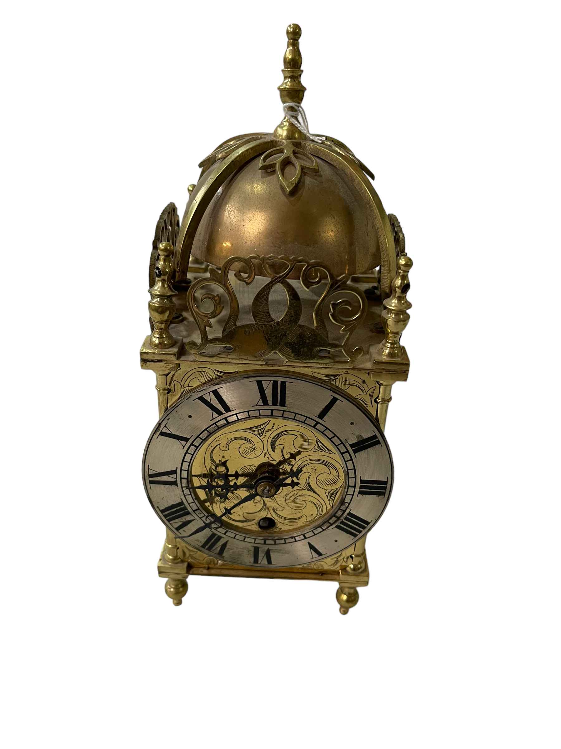 Replica brass lantern clock, 29cm.
