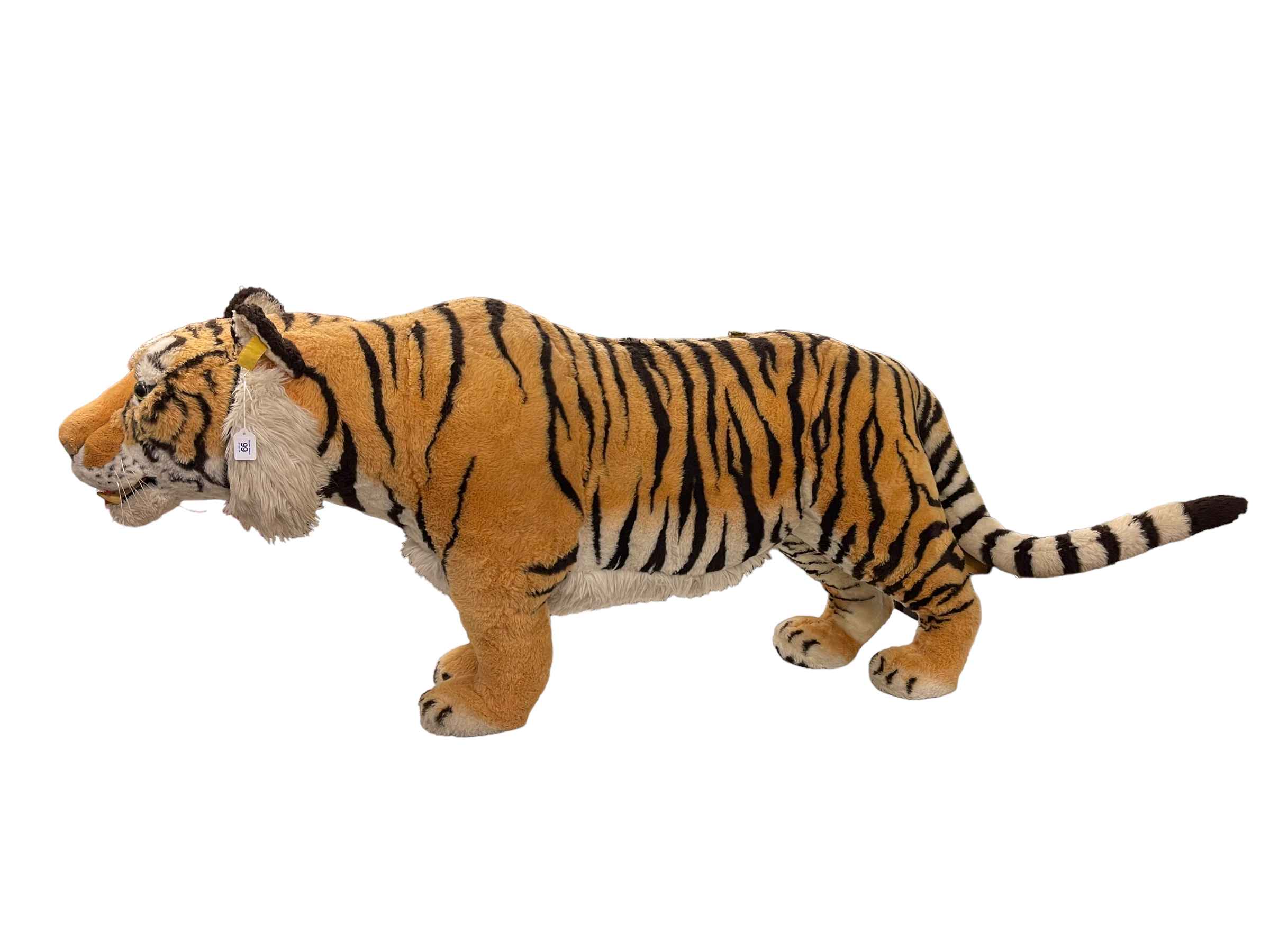 Steiff Bengal Tiger, approximately 215cm by 75cm by 34cm.