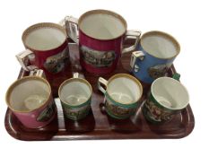 Collection of seven Pratt Ware pieces, including two loving cups.