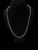 9 carat gold chain link necklace, 64cm length.