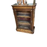 Victorian inlaid walnut and gilt mounted glazed door pier cabinet, 105.5cm by 76.5cm by 33.5cm.