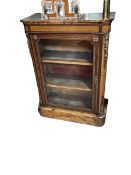 Victorian inlaid walnut and gilt mounted glazed door pier cabinet, 105.5cm by 76.5cm by 33.5cm.