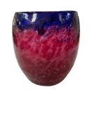 Large Czech hand blown art glass vase, 22cm.