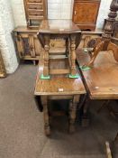 19th Century oak circular snap top tripod occasional table,