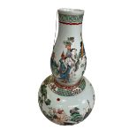 Large Chinese double gourd vase with famille verté decoration, 44cm.