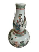 Large Chinese double gourd vase with famille verté decoration, 44cm.