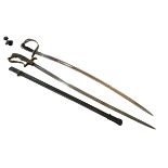 Two swords and separate single scabbard (3).