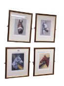 Four signed limited edition Racehorse prints.