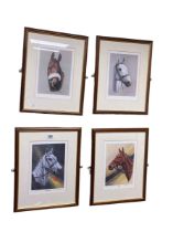 Four signed limited edition Racehorse prints.