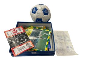 Football player signatures on Monarch Airlines Limited sickbag, Chelsea signed football, programmes,