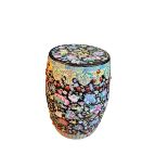 Oriental floral decorated barrel stool, 48cm.