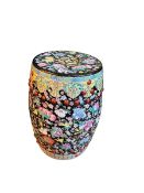 Oriental floral decorated barrel stool, 48cm.