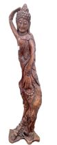 Large carved hardwood sculpture of a Hindu Goddess, 197cm in height.