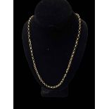 9 carat gold chain link necklace, 62cm length.