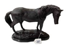 Bronze horse sculpture, 22cm high.