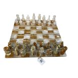 Onyx chess set and board.