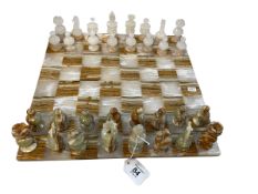 Onyx chess set and board.