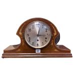 Vintage mahogany inlaid mantel clock, 27cm high.