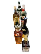 Eight bottles of spirits and wine including Robert Burns 70cl from the Arran Distillery,