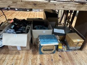 Collection of cameras, 8mm slides, Aspectomat 300, camera bags, etc.