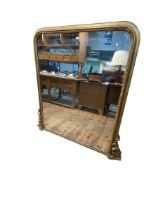 Victorian gilt framed overmantel mirror, 158cm by 155cm.