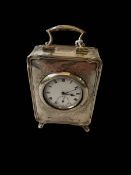 Silver boudoir clock with Swiss movement, Birmingham 1920, 11.75cm.