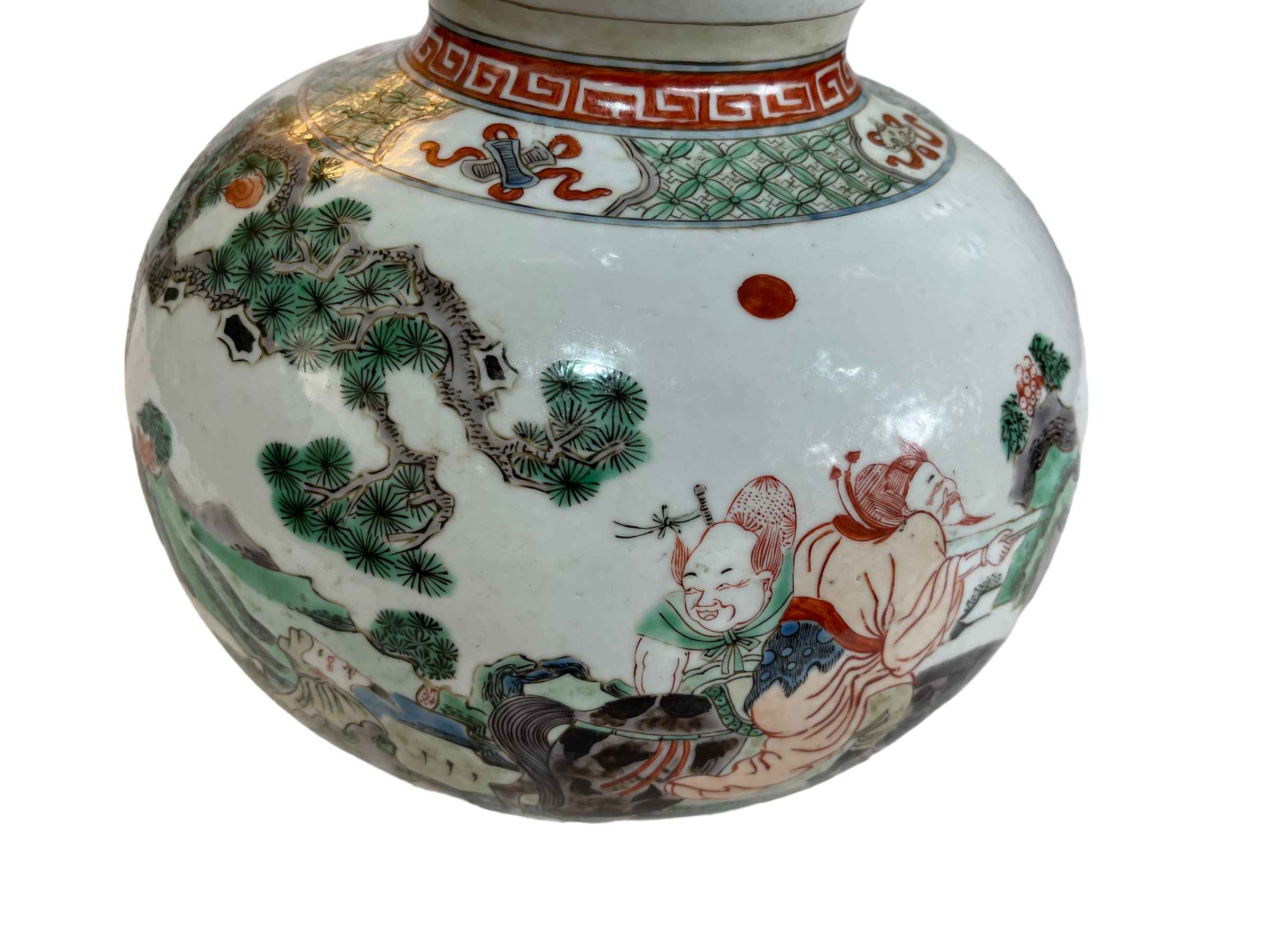 Large Chinese double gourd vase with famille verté decoration, 44cm. - Image 3 of 3