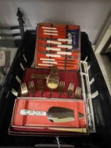 Box of assorted cutlery.