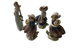 Four Lladro figures, Ingenue, Sweet Scent, Pretty Pickings and Spring is Here, all with boxes.