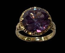 Amethyst 14k gold ring, size J/K.